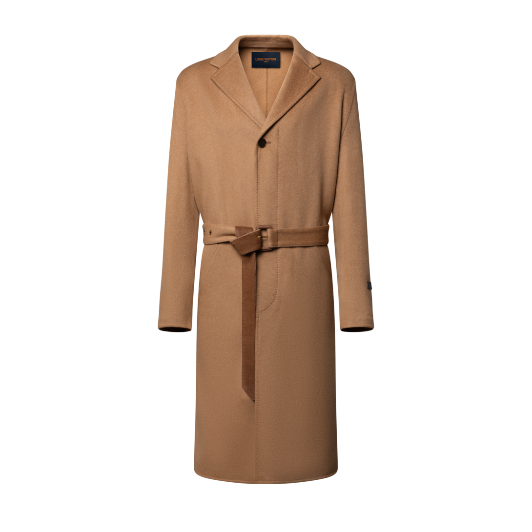 Sobretudo Dupla Face em Cashmere e Vicunha com Detalhes em Couro